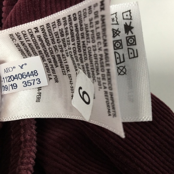American Eagle Maroon Corduroy Hi-Rise Super Stretch Jegging - Picture 11 of 11